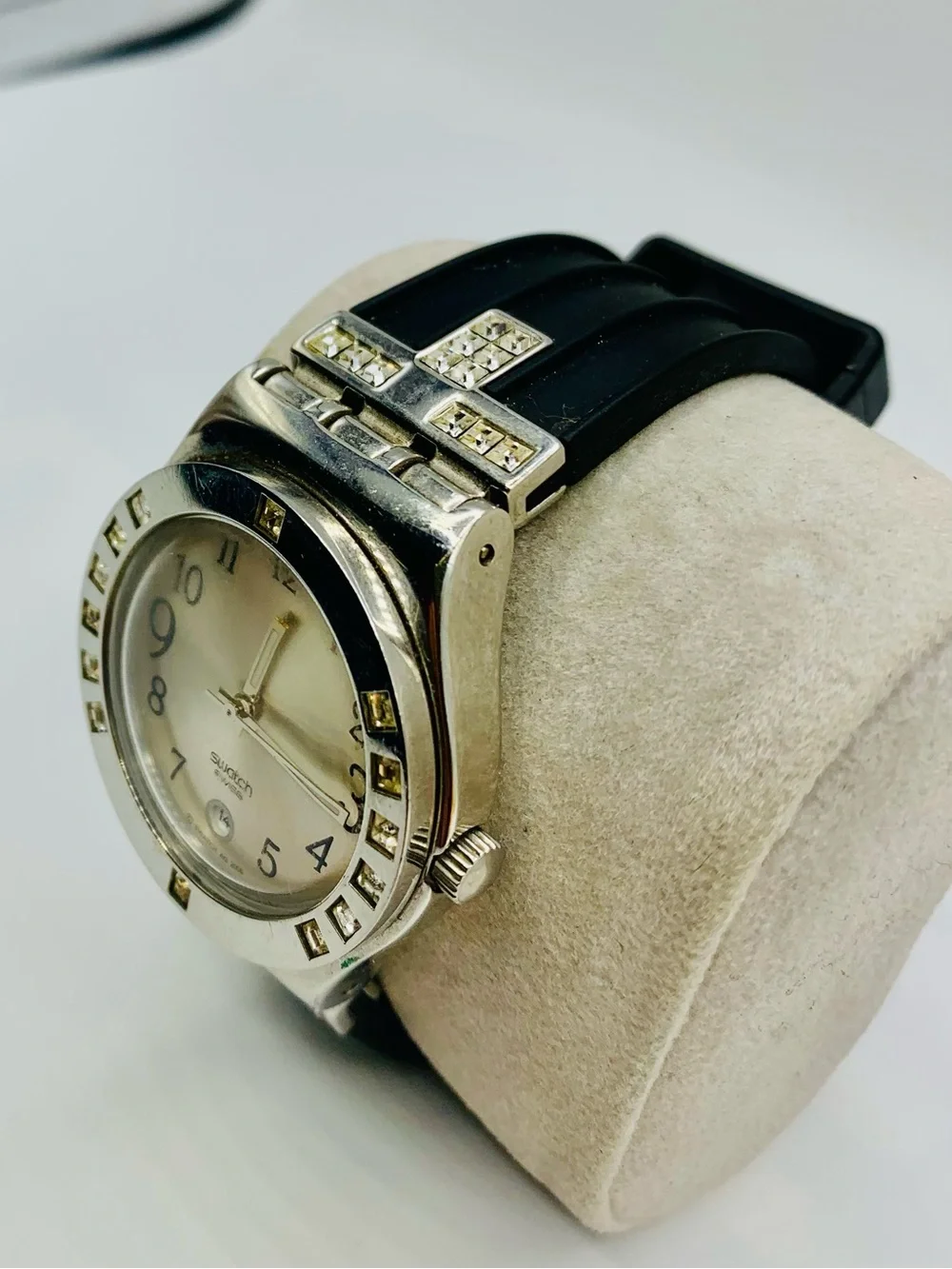 Swatch Silver and Champagne Crystal Accent Watch